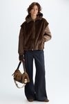 Faux Fur and Nylon Cocoon-fit Hooded Jacket