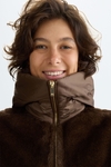 Faux Fur and Nylon Cocoon-fit Hooded Jacket