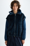 Faux Fur and Nylon Cocoon-fit Hooded Jacket