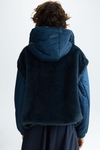 Faux Fur and Nylon Cocoon-fit Hooded Jacket