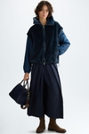 Faux Fur and Nylon Cocoon-fit Hooded Jacket