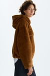 Faux fur hooded bomber jacket