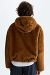 Faux fur hooded bomber jacket
