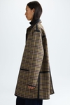 Faux-leather chequered technical fabric reversible coat