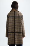 Faux-leather chequered technical fabric reversible coat