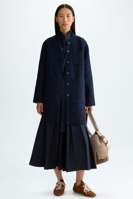 CHEQUERED WOOL REVERSIBLE COAT