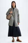 Chequered wool reversible coat