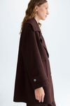 Double-faced oversize coat with detachable fur collar