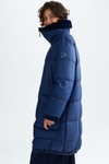 Straight-fit nylon down coat with detachable fur collar