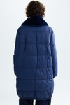 Straight-fit nylon down coat with detachable fur collar