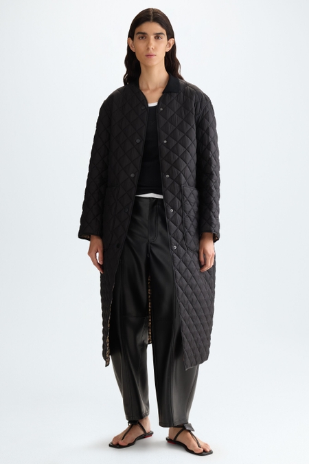 CUBE-QUILTED TECHNICAL FABRIC REVERSIBLE COAT