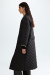 Cube-quilted technical fabric reversible coat