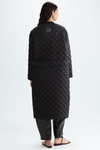 Cube-quilted technical fabric reversible coat