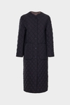 Cube-quilted technical fabric reversible coat