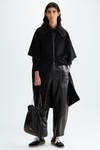 Double-faced wool oversize cape