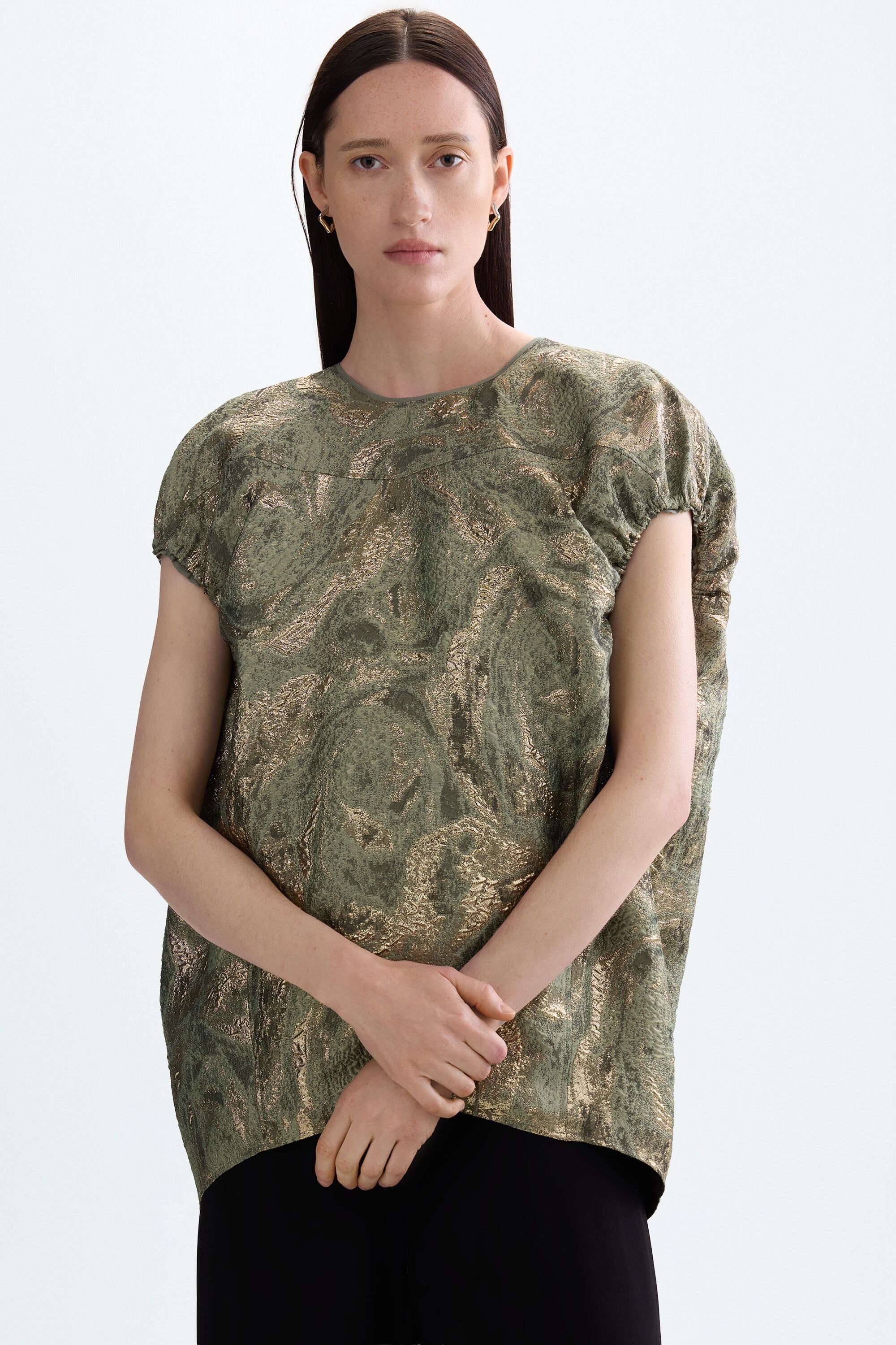 Jacquard cocoon-fit gilet - GOLD