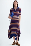 Striped ribbed knit midi skirt