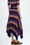 Striped ribbed knit midi skirt