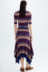 Striped ribbed knit midi skirt