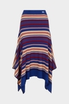 Striped ribbed knit midi skirt
