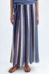 Striped crepé pleated midi skirt