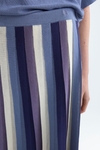 Striped crepé pleated midi skirt