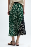 Print twill pleated skirt
