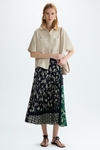 Print twill pleated skirt