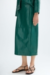 Faux-leather straight-fit midi skirt