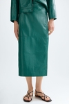 Faux-leather straight-fit midi skirt
