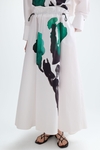 Print poplin long skirt
