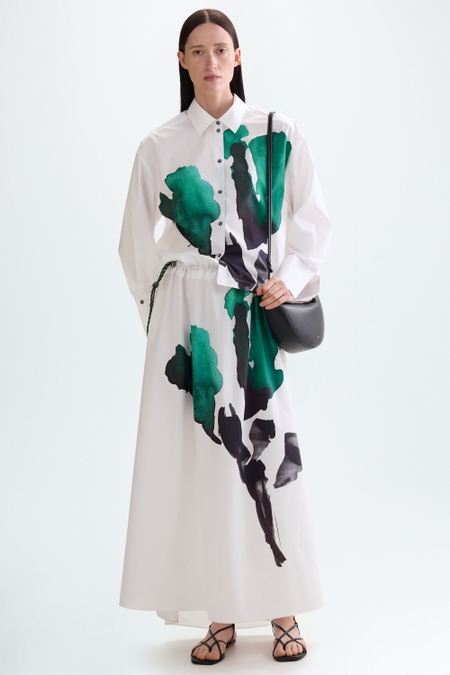 PRINT POPLIN LONG SKIRT