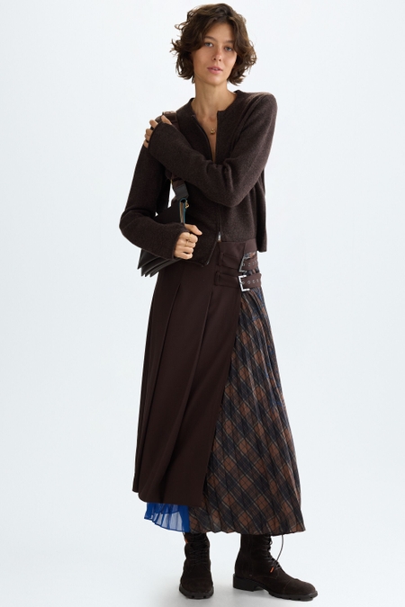 A-LINE ASYMMETRICAL PLEATED SKIRT WITH CALA PATTERN