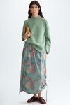 Print taffeta midi skirt