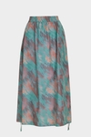 Print taffeta midi skirt
