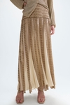 Fringed sequinned crochet midi skirt