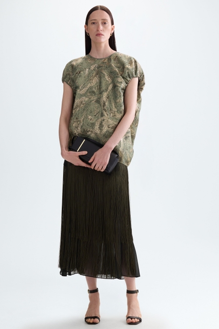 OBI FRINGED GEORGETTE MIDI SKIRT