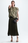 Obi fringed georgette midi skirt