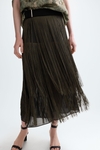 Obi fringed georgette midi skirt