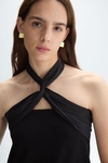 Stretch-knit taffeta multi-position skirt