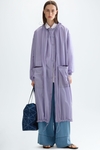 Hooded nylon oversize trench coat