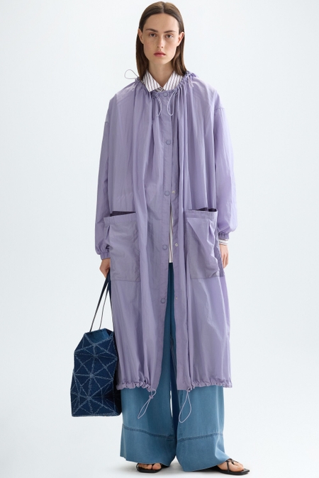 HOODED NYLON OVERSIZE TRENCH COAT