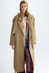 Hooded nylon oversize trench coat