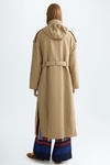 Hooded nylon oversize trench coat