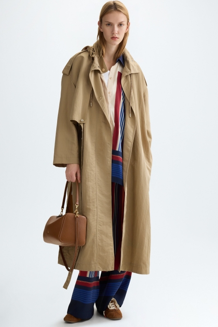 HOODED NYLON OVERSIZE TRENCH COAT