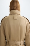 Hooded nylon oversize trench coat