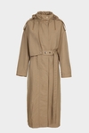 Hooded nylon oversize trench coat