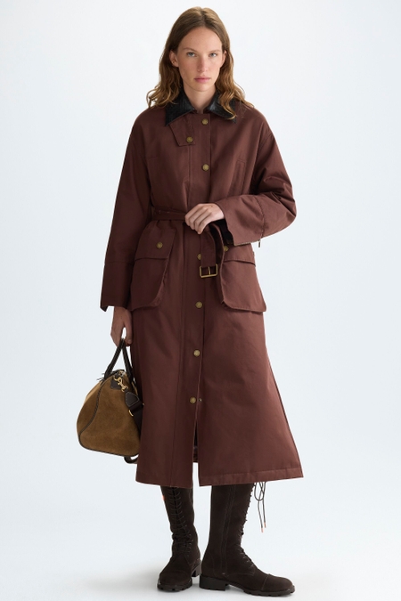 STRAIGHT-FIT TECHNICAL COTTON QUILTED TRENCH COAT