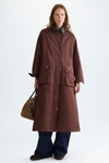 Straight-fit technical cotton quilted trench coat