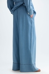 Denim-effect tencel wide-leg trousers